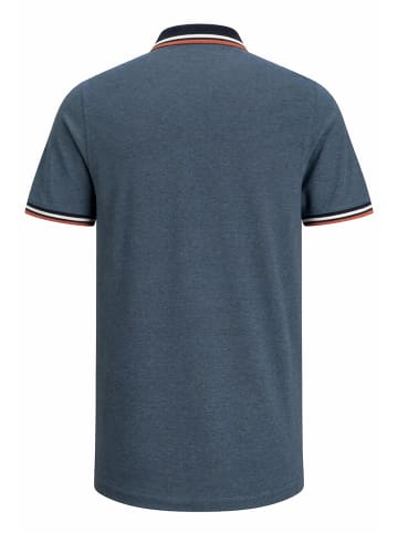 Jack & Jones Polo Shirt JJEPAULOS Sommer Hemd Kragen Pique Cotton in Blau