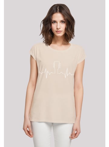 F4NT4STIC Extended Shoulder T-Shirt Gitarre Herzschlag design in Whitesand