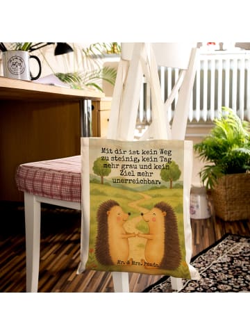 Mr. & Mrs. Panda Tote Bag Igel Liebe Design mit Spruch in Weiß