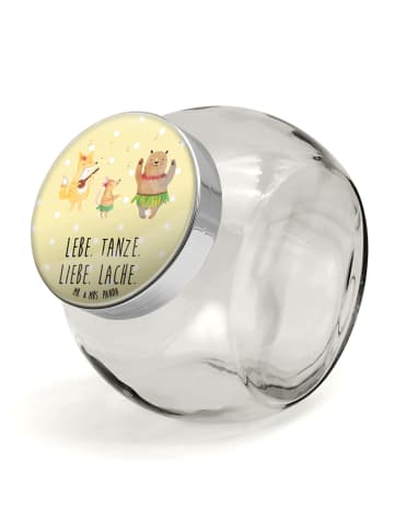 Mr. & Mrs. Panda glas für gewürze Waldtiere Aloha mit Spruch in Gelb Pastell