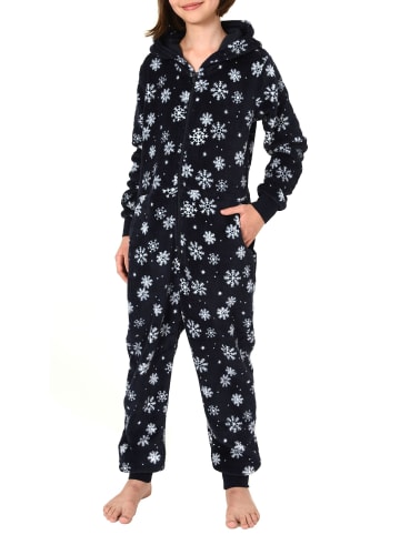 NORMANN Jumpsuit Overall Onesie Schlafanzug Eiskristall Sterne - 50912 in navy