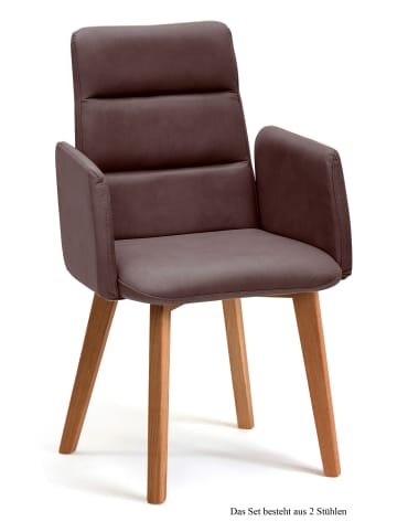 58 aufm Kessel ARMLEHNSTUHL (2er-Set) Darelle 52x92x60 Eiche geölt/Braun