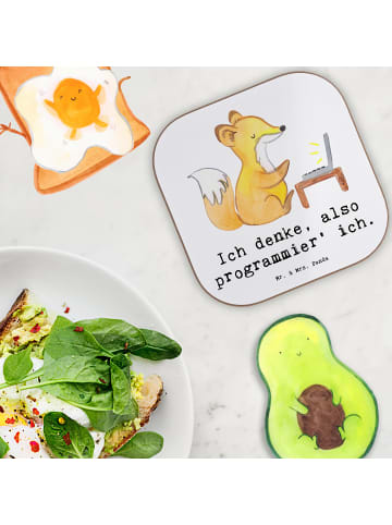 Mr. & Mrs. Panda Holzuntersetzer Denker Softwareentwickler mit S... in Weiß