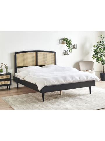 Beliani Doppelbett VARZY in Schwarz/Braun - (W) 165 x (H) 149 x (L) 204 cm