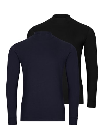 Ragman Langarmshirt Basic in Schwarz / dunkelblau