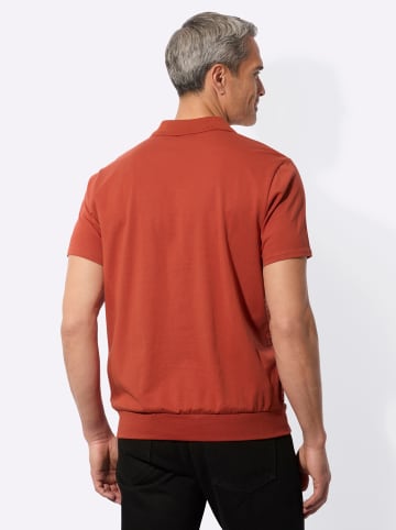 Sieh an! Kurzarm-Poloshirt in rostrot-anthrazit