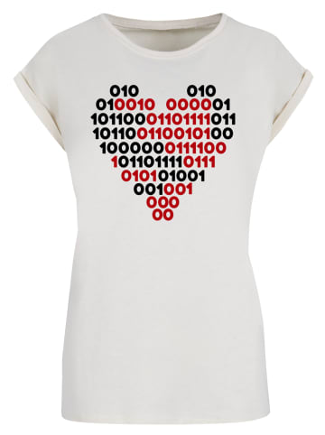 F4NT4STIC T-Shirt I love you Binary Code Herz in Whitesand