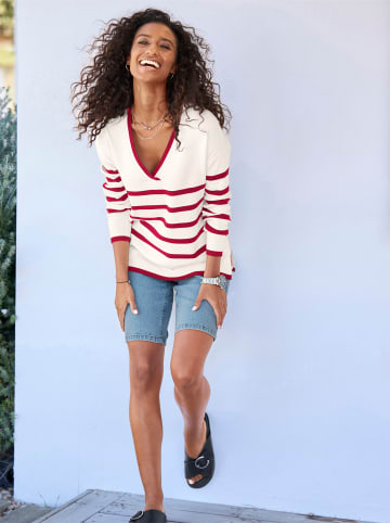 Heine Pullover in rot-ecru-geringelt