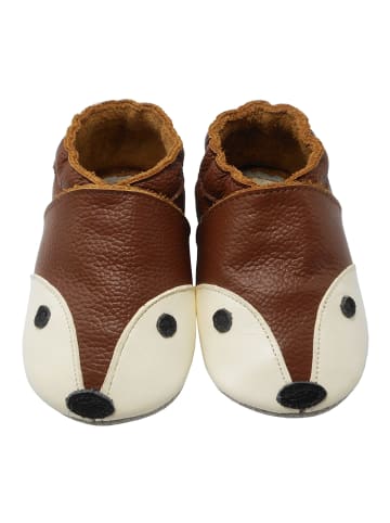 Yalion Leder-Krabbelschuhe "Fuchs" in Braun
