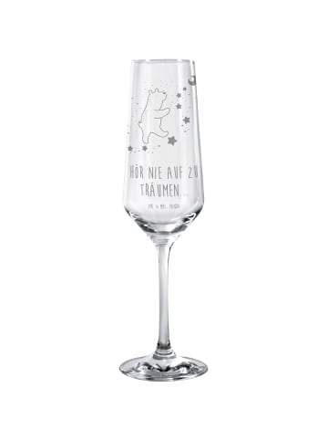 Mr. & Mrs. Panda Champagnerglas Bär Träume mit Spruch in Transparent