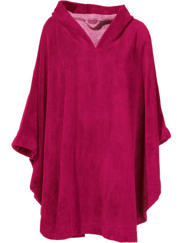 Erwin Müller Velours-Frottier Unisex-Poncho lang mit Kapuze in fuchsia