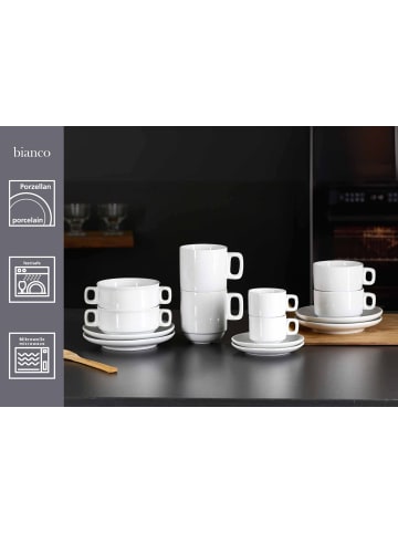 Ritzenhoff & Breker 6er Set Kaffeetassen mit Untertassen Bianco in Weiß 190 ml in weiß