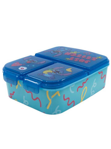 Lilo & Stitch Disney Lilo & Stitch Kinder Brotdose – Lunchbox mit 3 Fächern in Blau