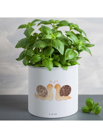 Mr. & Mrs. Panda Blumenkübel Schnecken Liebe ohne Spruch in Weiß