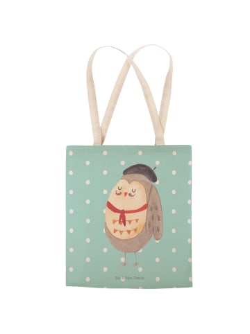 Mr. & Mrs. Panda shopping bag Eule Frankreich ohne Spruch in Türkis Pastell