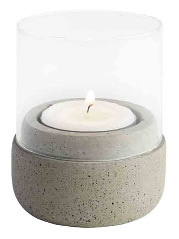 APS 2er Set Windlichter "ELEMENT" in Grau/Transparent Ø 6 cm, H: 8 cm
