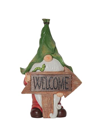 STAR Trading Solar Deko-Figur ,Gnomy', Gartenzwerg mit Willkommens-Schild, bunt, wa