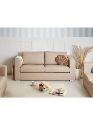Beliani 3-Sitzer Sofa HELSINKI in Beige/Silber - (W) 186 x (H) 72 x (L) 76 cm
