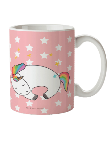 Mr. & Mrs. Panda Becher Einhorn Nacht ohne Spruch in Rot Pastell