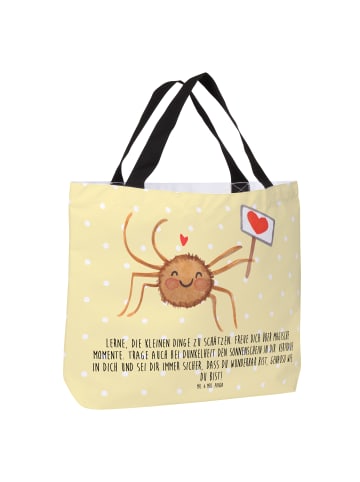 Mr. & Mrs. Panda Büchertasche Spinne Agathe Motivation mit Spruch in Gelb Pastell