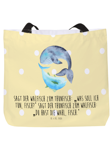 Mr. & Mrs. Panda Shopper Walfisch Thunfisch mit Spruch in Gelb Pastell