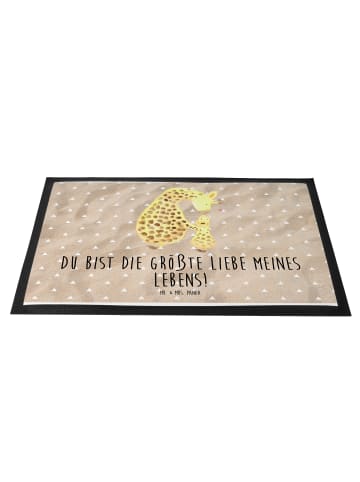 Mr. & Mrs. Panda Schmutzfangmatte Giraffe Kind mit Spruch in Sandig