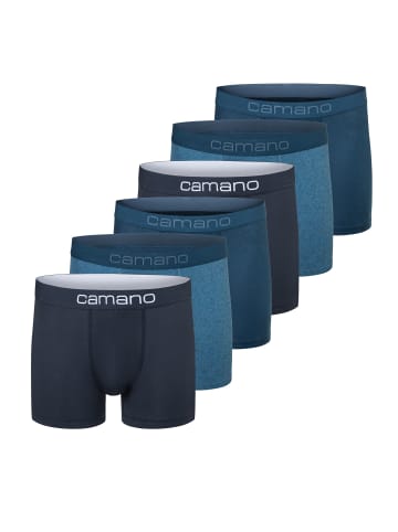 camano Boxershorts Unterhosen Herren elastischer Gummibund ohne Einschneiden Baumwolle Stretch hautfreundlich Atmungsaktiv 6er Pack comfort in blau mix