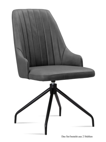 58 aufm Kessel ESSZIMMERSTUHL drehbar (2er-Set) Doreen 52x91x60 Schwarz/Grau