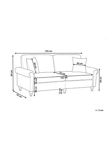 Beliani 3-tlg 3-Sitzer Sofa GINNERUP in Braun