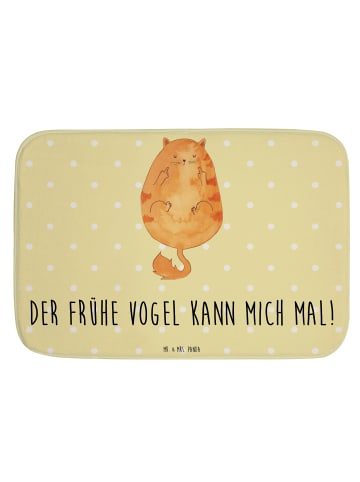 Mr. & Mrs. Panda Badvorleger Katze Frühaufsteher mit Spruch in Gelb Pastell