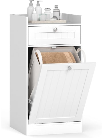 COSTWAY Kippbarer Wäscheschrank 40,5 x 40 x 80 cm in Weiß