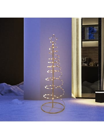 MARELIDA LED Lichterbaum mit Sternspitze Spiralform für Außen H: 1,2m in schwarz