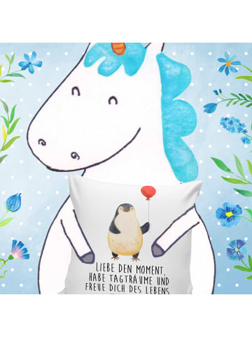 Mr. & Mrs. Panda Kopfkissen Pinguin Luftballon mit Spruch in Weiß