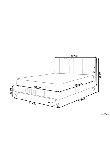 Beliani Doppelbett TALENCE in Beige/Braun - (W) 177 x (H) 106 x (L) 218 cm