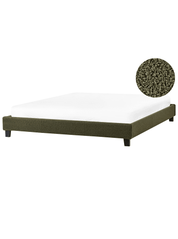 Beliani Doppelbett ROANNE in Grün/Braun - (W) 190 x (H) 29 x (L) 213 cm