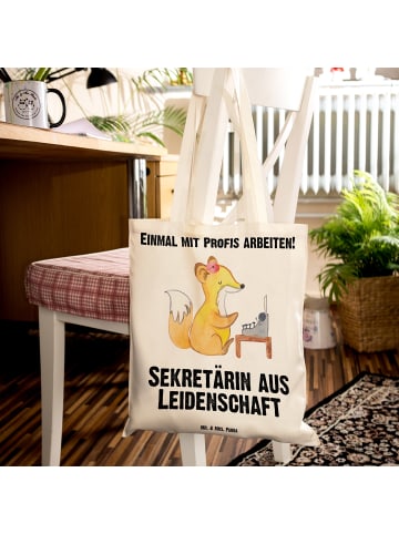 Mr. & Mrs. Panda Tote Bag Sekretärin Leidenschaft mit Spruch in Creme