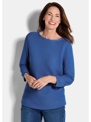 GOLDNER Kurzgröße:  Strickpullover Eleganter Baumwollpullover, Halbarm in royalblau