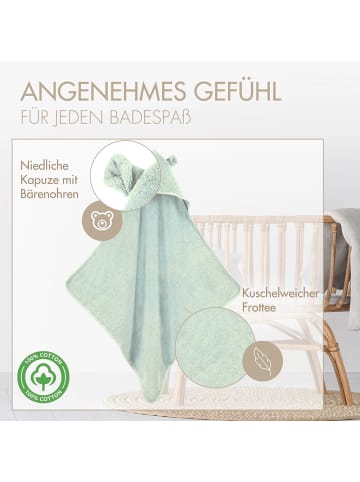 Räuberella Baby Kapuzenhandtuch mit Bärenohren in Mint -75x75 cm