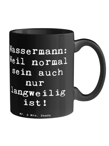 Mr. & Mrs. Panda Kaffeebecher Spruch Wassermann Unikat mit Spruch in Schwarz