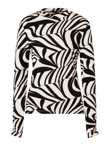 More & More softes Alloverprint-Langarmshirt in black/offwhite