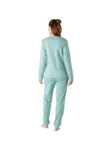 hajo Interlock-Jersey Schlafanzug in jade meliert