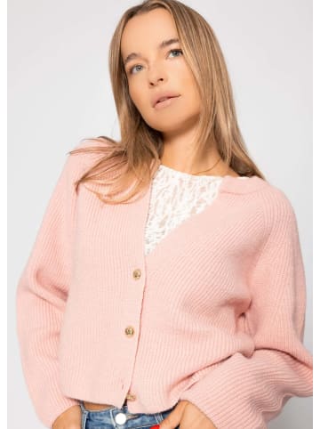 SASSYCLASSY Cardigan mit V-Ausschnitt in Altrosa