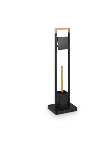 relaxdays WC Garnitur in Schwarz/ Natur - (B)23 x (H)77 x (T)18 cm