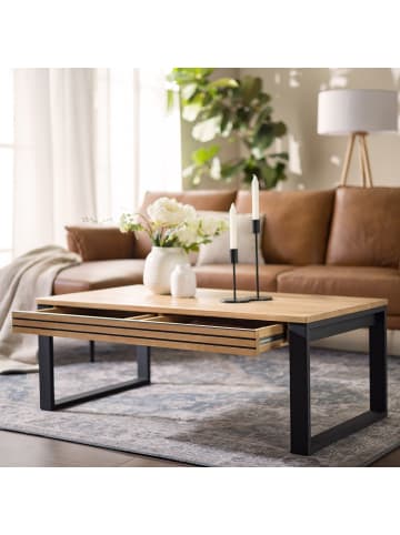 home24 Massiver Couchtisch Kelemu Typ A in Eiche