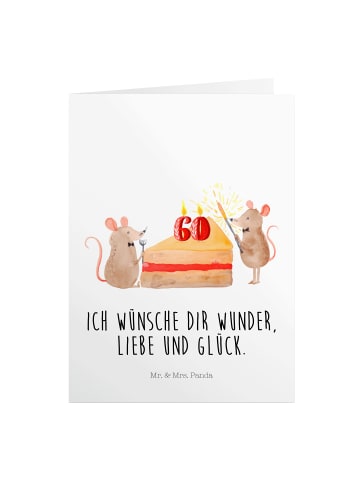 Mr. & Mrs. Panda Geburtstagskarte 60. Geburtstag Mäuse Kuchen mi... in Weiß