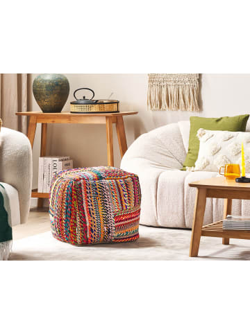 Beliani Pouf MEKHTAR in Bunt/Rot/Blau - (W) 40 x (H) 40 x (L) 40 cm