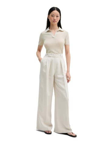 Marc O'Polo Geripptes Strick-Polo slim in Grey Silk