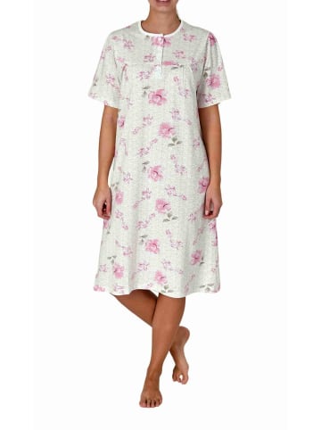 NORMANN Kurzarm Nachthemd Knopfleiste am Hals - 80123 in rosa