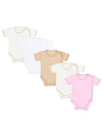 TupTam 5er- Set Wickelbodys in beige/rosa