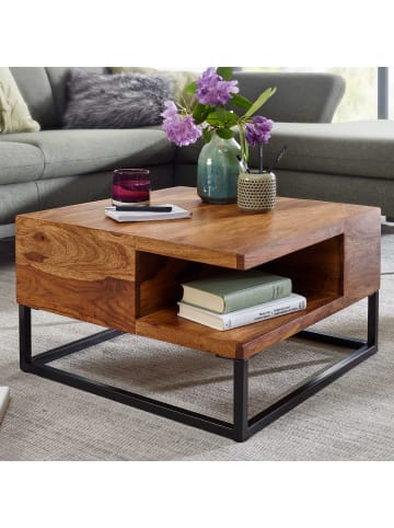 FineBuy Couchtisch in Braun / Sheesham / 60x60x35